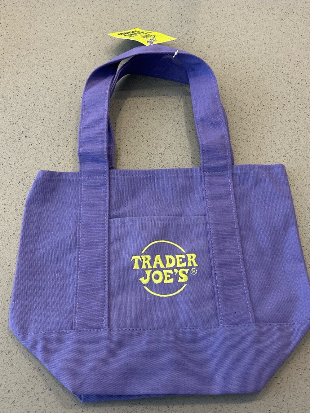 Trader Joe's Purple Canvas Tote with Yellow Logo